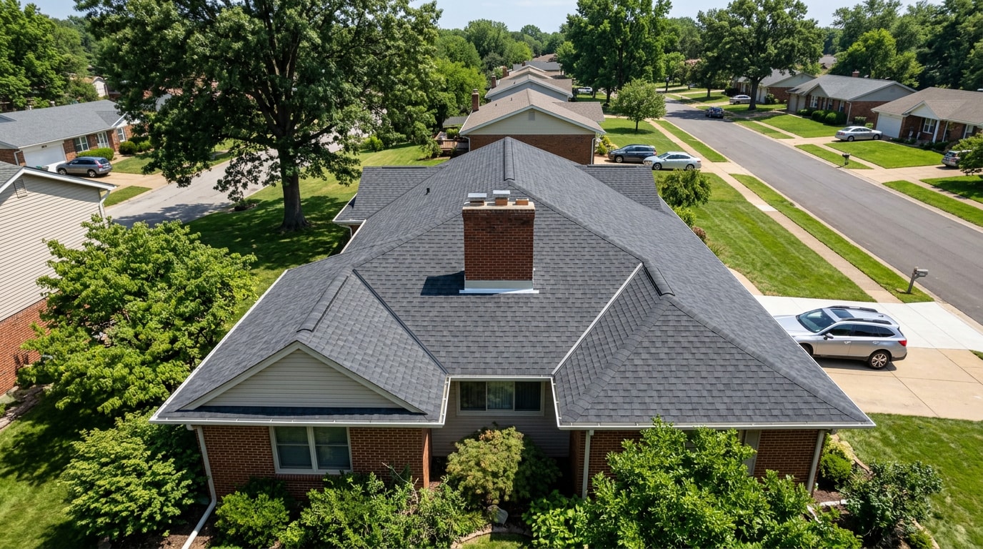 Freshly restored roof on a residential home in Liberty, MO