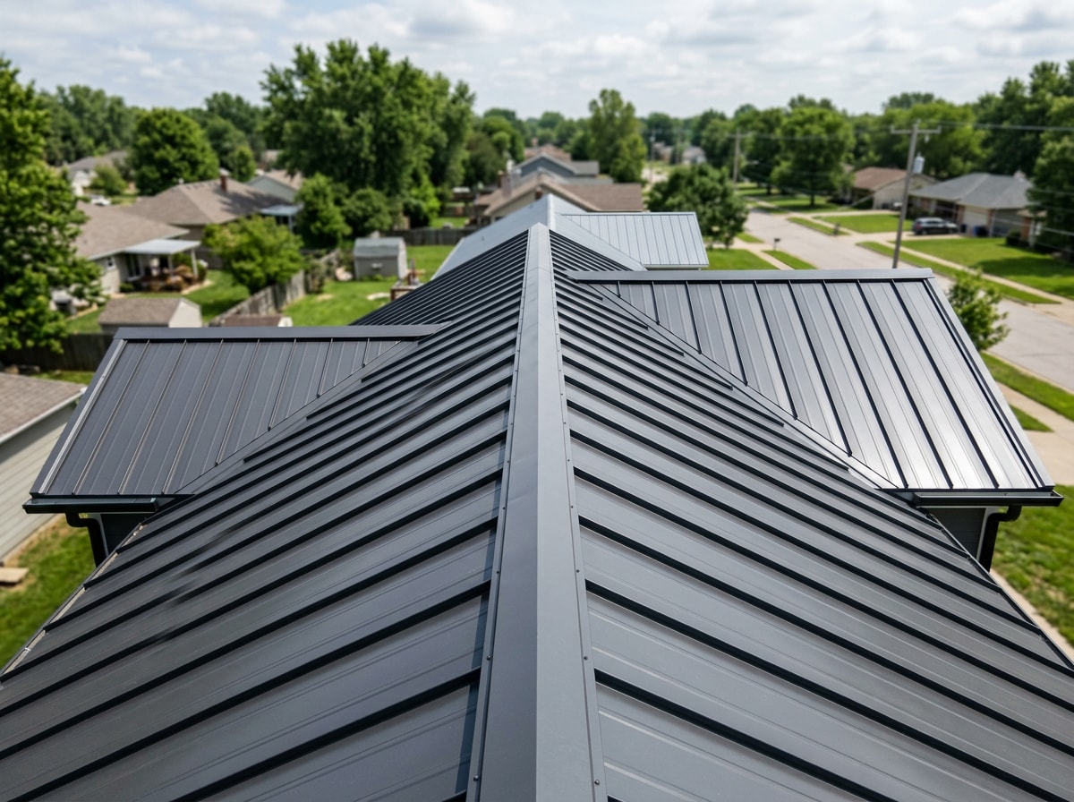 Installed steel panel roof on a residential home in Overland Park, KS